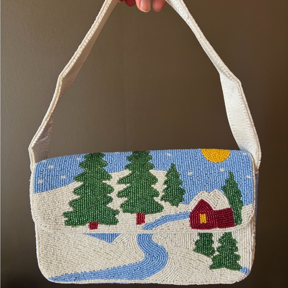 Beaded Winter Scene Handbag